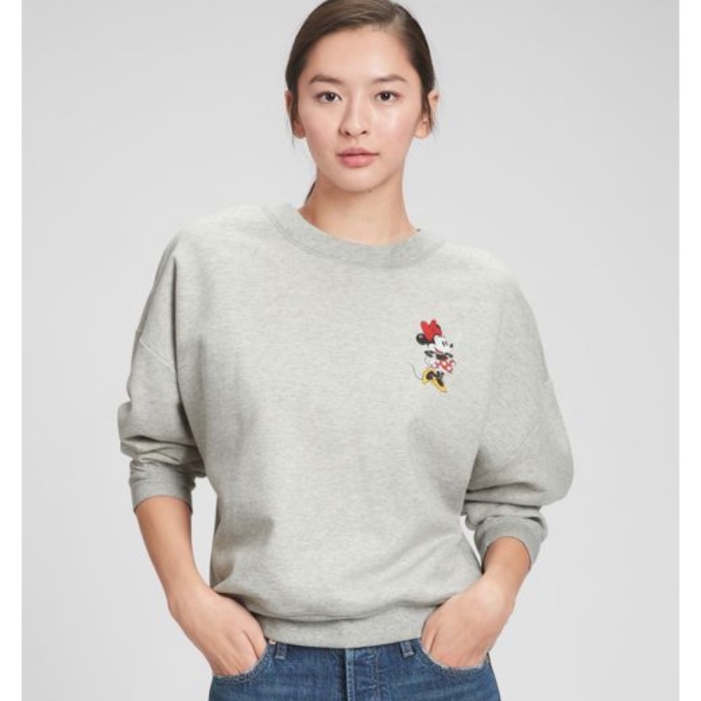 Disney Grey Crewneck Sweater with Minnie Embroidery